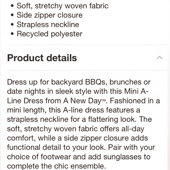 A New Day Strapless Cream colored Mini Dress - Picture 5 of 6